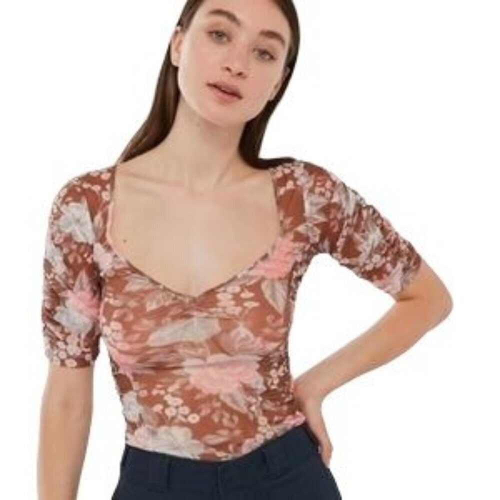 Urban Outfitters Cassi Floral Sheer Blouse